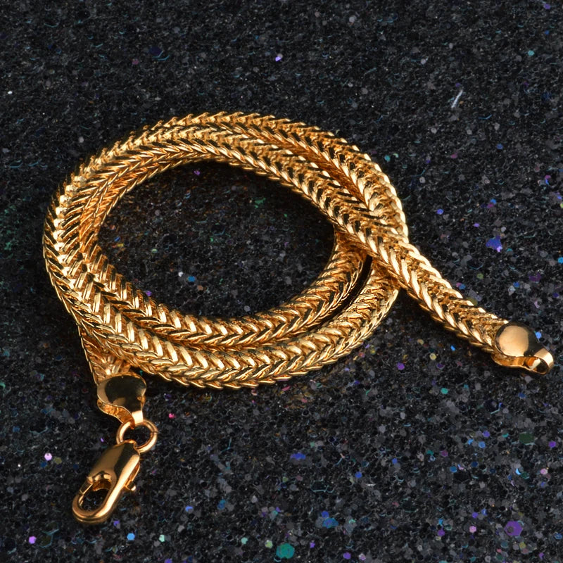 925 Sterling Silver 6mm Gold Colour Chocker Necklace For Men Women 50cm Chains Classic Style Fasshion Jewelry Hot Sale