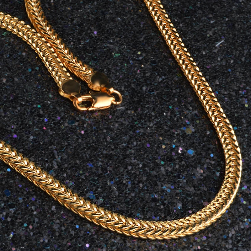 925 Sterling Silver 6mm Gold Colour Chocker Necklace For Men Women 50cm Chains Classic Style Fasshion Jewelry Hot Sale