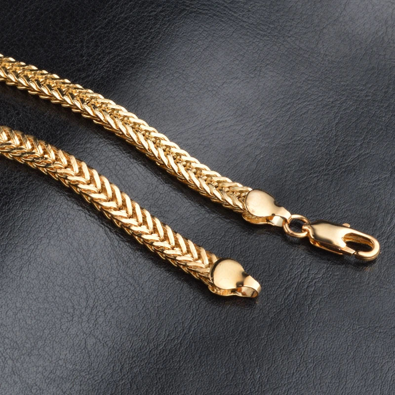 925 Sterling Silver 6mm Gold Colour Chocker Necklace For Men Women 50cm Chains Classic Style Fasshion Jewelry Hot Sale