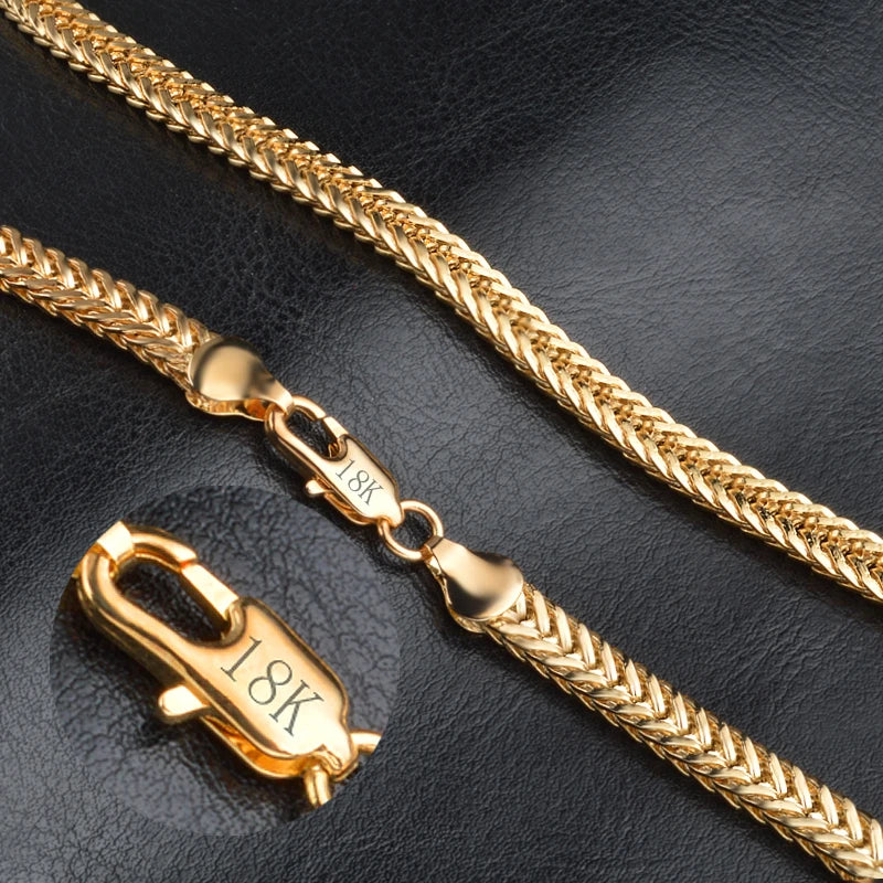 925 Sterling Silver 6mm Gold Colour Chocker Necklace For Men Women 50cm Chains Classic Style Fasshion Jewelry Hot Sale
