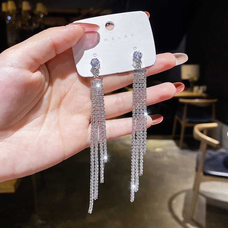 New Fashion Trend Unique Design Geometric Light Luxury Zirconia Rhombus Earrings For Women Jewelry Wedding Party Premium Gifts