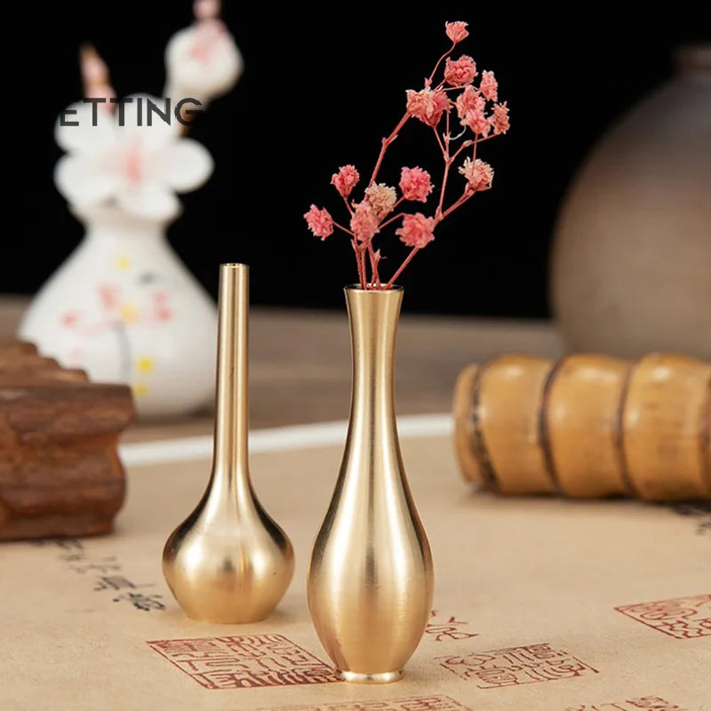Mini Pure Copper Vase Gold Home Decor Living Room Decoration Antique Vase Tall Vase Unique Flower Vase Nordic Vase