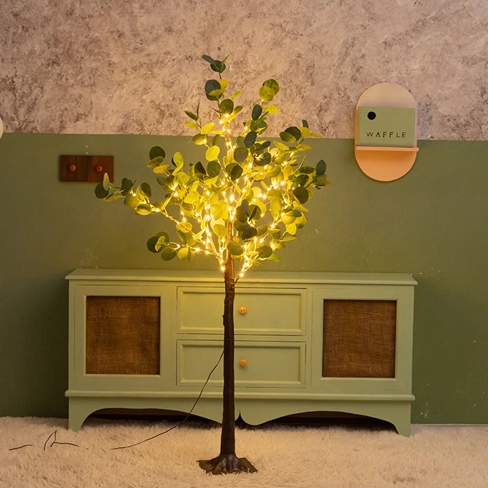 PVC 4.9FT/5.2FT 100 LED Lighted Eucalyptus Tree LED Tree With Switch IP44 Waterproof Artificial USB Winter Trees For Home Yard