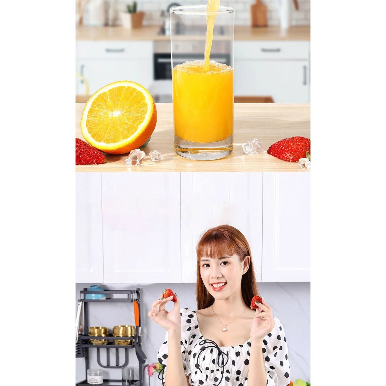 USB Electric Safety Juicer Cup Small Juicer Machine Fruit Juice Mixer Ice Smoothie Blender Cup 6-Knife (Blue)