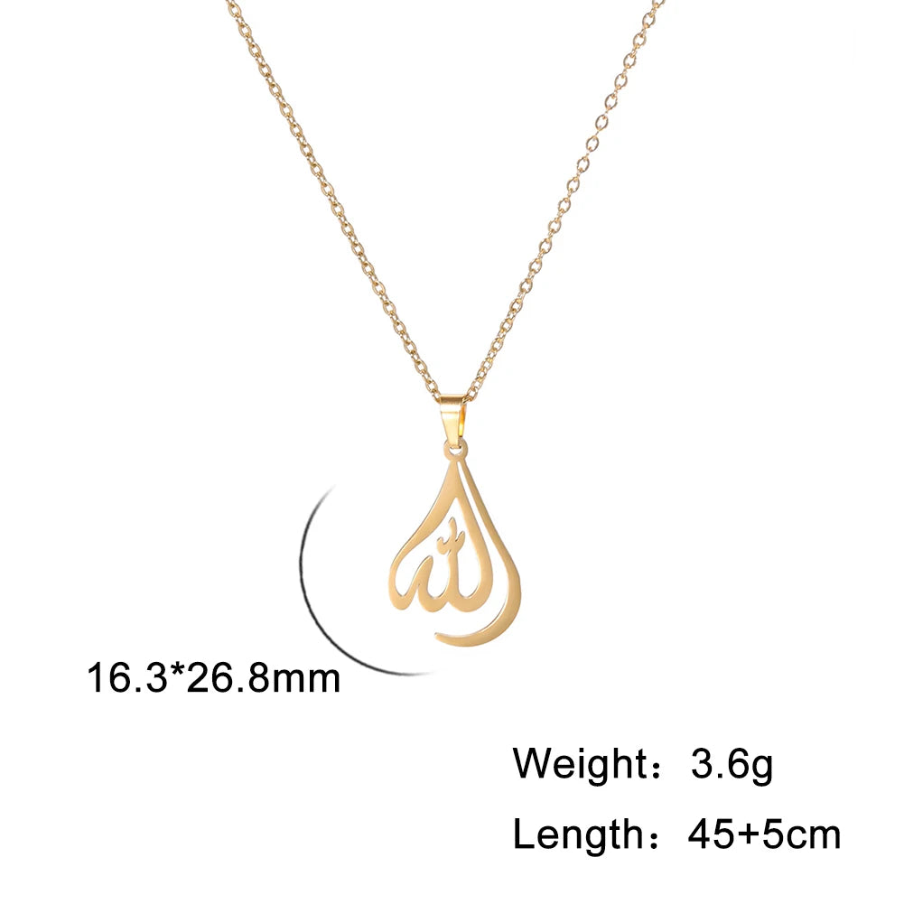 Cazador Classic Arabic God Allah Pendant Necklaces Gold Color Stainless Steel Women Men Islamic Muslim Chain Necklace Jewelry