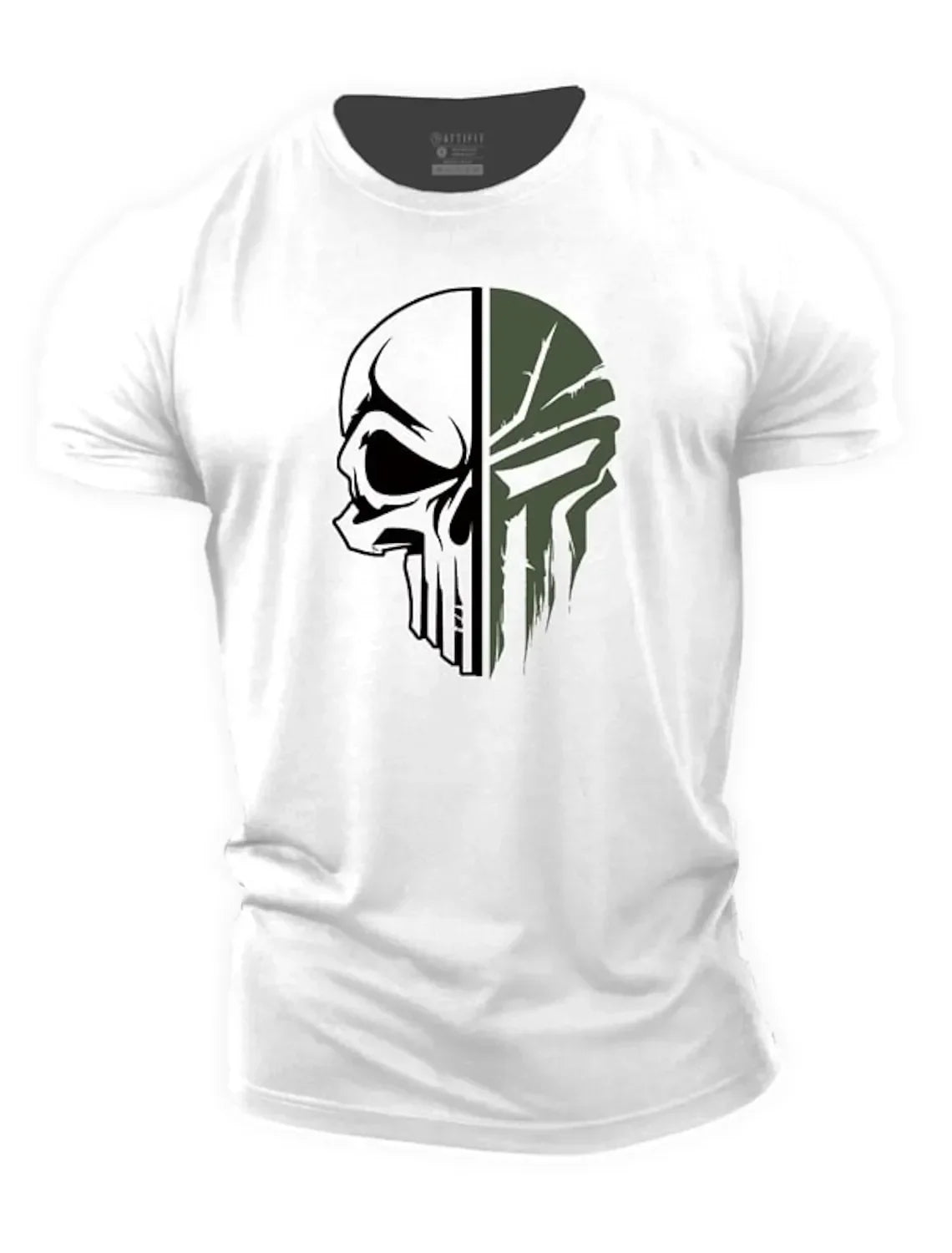 Summer Fashion Men's Pure cotton T Shirt 2D Military Skull Dropped Gym Short-Sleeved tracksuit men Clothing t-shirt tops