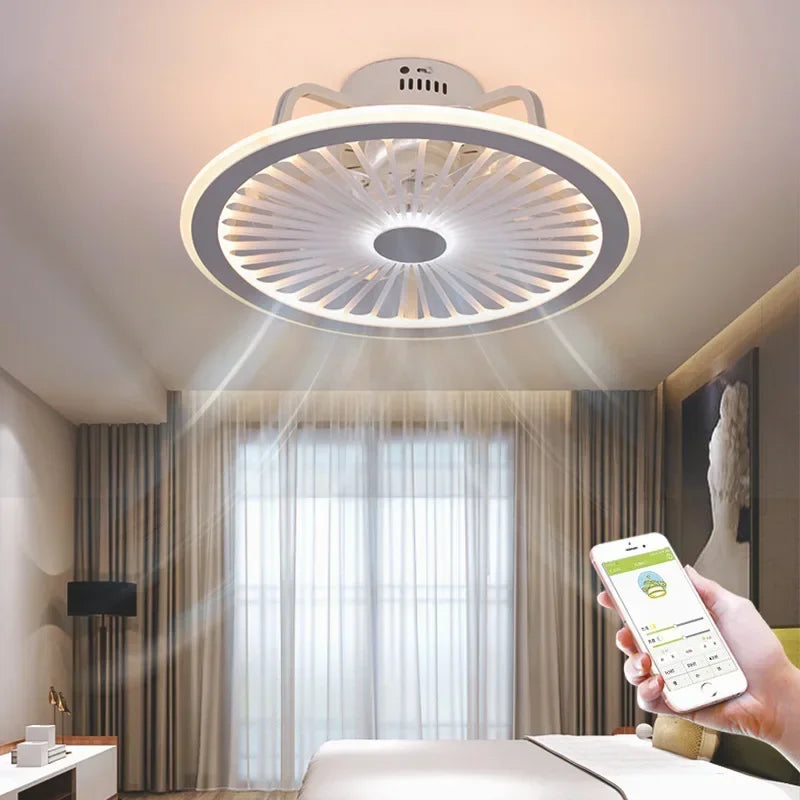 NEW Intelligent Ceiling Fan Light Acrylic Bluetooth Music Light Creative Ventilador Study Restaurant Celing Fan with Light fans