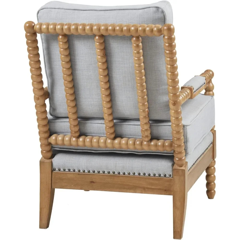 Modern Accent Chairs Padded Solid Wood Armrest and Frame Oakwood Finish,Upholstered Seat,Bedroom,Family Living Room,Light Blue