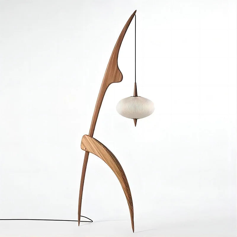 Modern Simple Walnut Solid Wood Floor Lamp Living Room Net Red Bedroom Bedside Creative Exhibition Hall Corner Standing Light