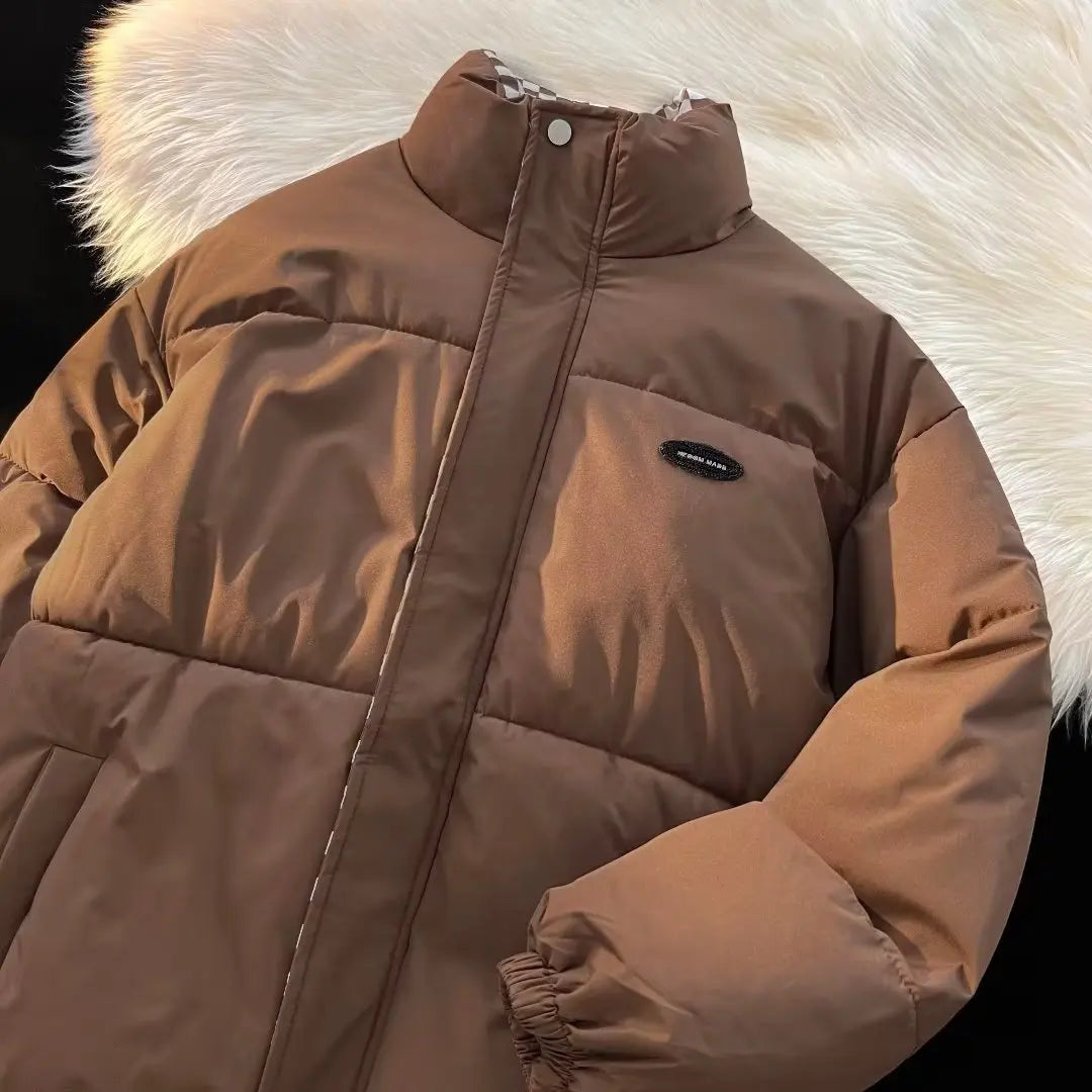Cotton-padded Clothes Men;s Winter Loose Design Sense Niche Checkerboard Ins Tide Brand Warm Cotton-padded Jacket Coat