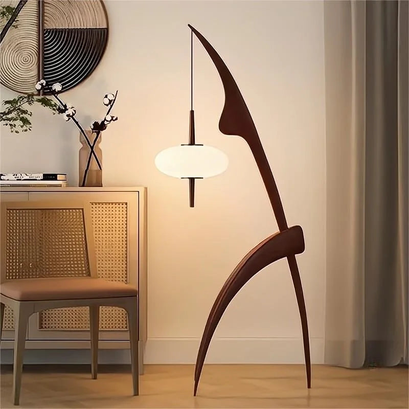 Modern Simple Walnut Solid Wood Floor Lamp Living Room Net Red Bedroom Bedside Creative Exhibition Hall Corner Standing Light