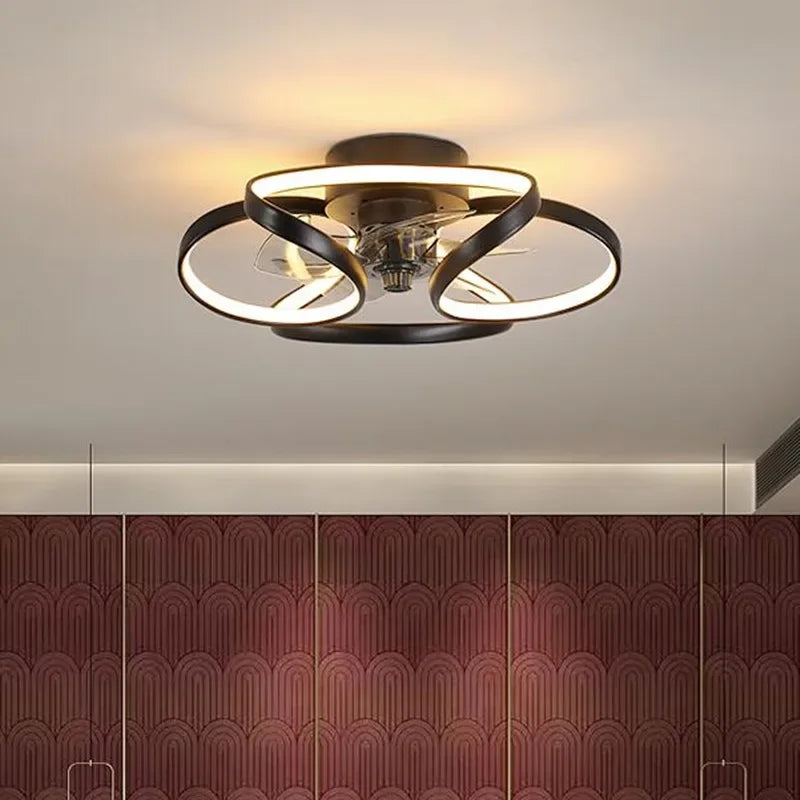 Modern Luxury LED Ceiling Fan Light Creative bedroom Living Room Celing Fan with Light APP Remote Control Invisible Electric Fan