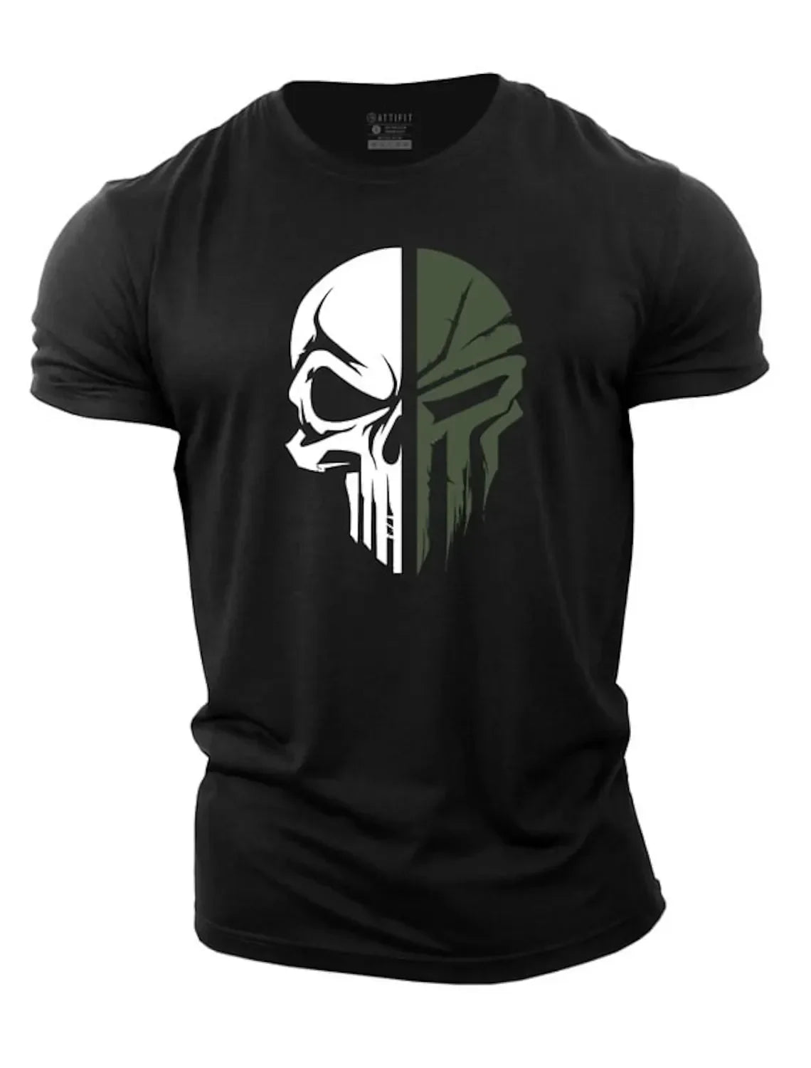 Summer Fashion Men's Pure cotton T Shirt 2D Military Skull Dropped Gym Short-Sleeved tracksuit men Clothing t-shirt tops