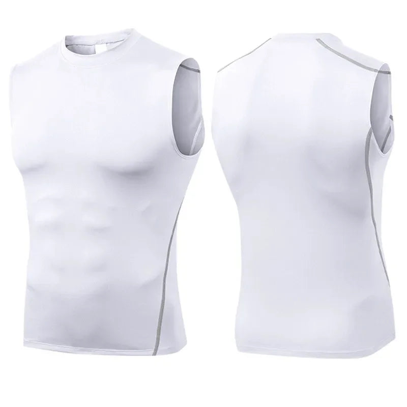 Men Compression Sport Skinny Vest Tight Tank Base Layer Sleeveless T-Shirt Top Singlet Sweatshirt Athletics Sportwear Activewear