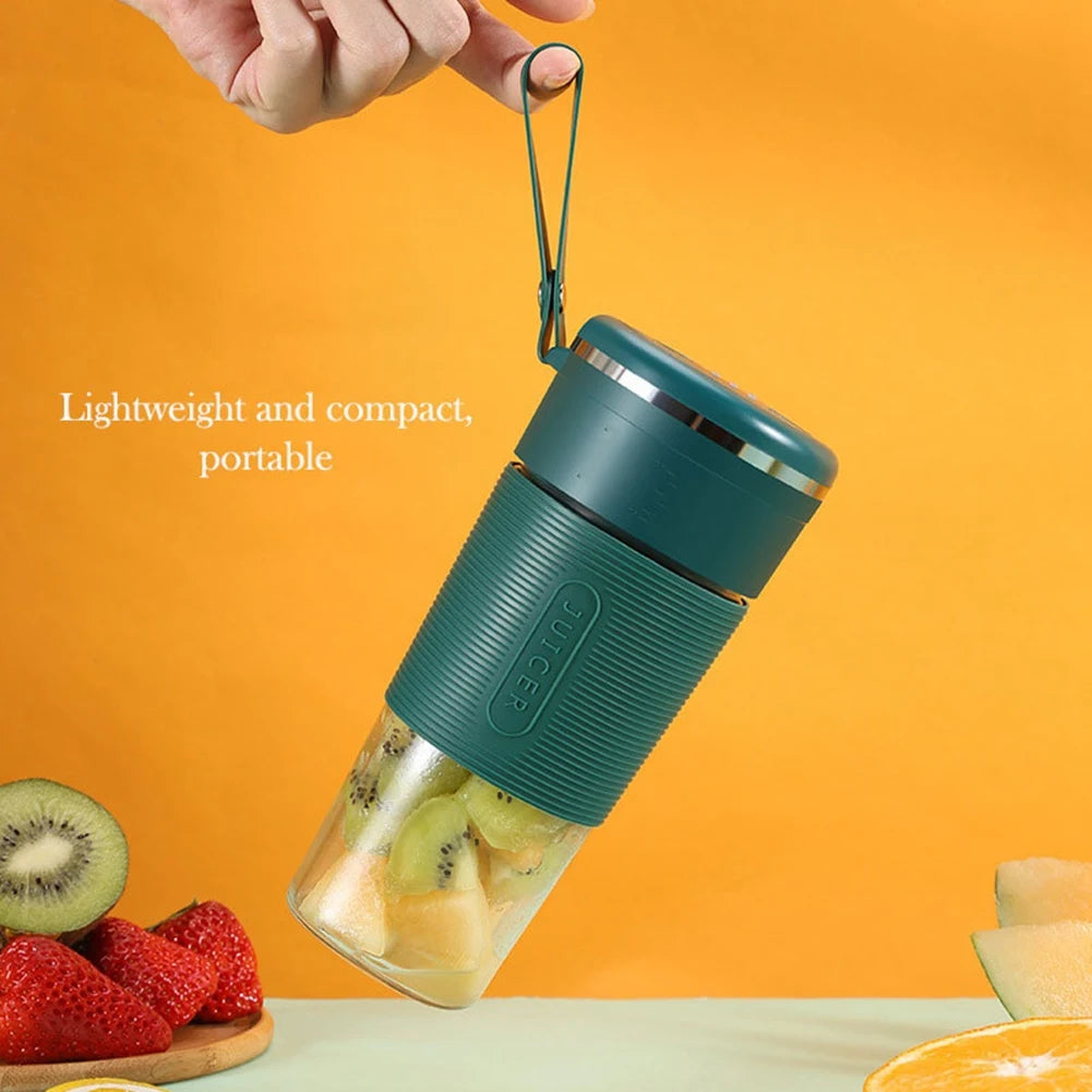 USB Electric Safety Juicer Cup Small Juicer Machine Fruit Juice Mixer Ice Smoothie Blender Cup 6-Knife (Blue)