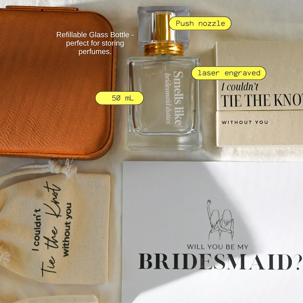 50ml Personalized Engraved Empty Perfume Bottle Container Glass Transparent Portable Fine Spray For Bridesmaid Groomsmen Gifts