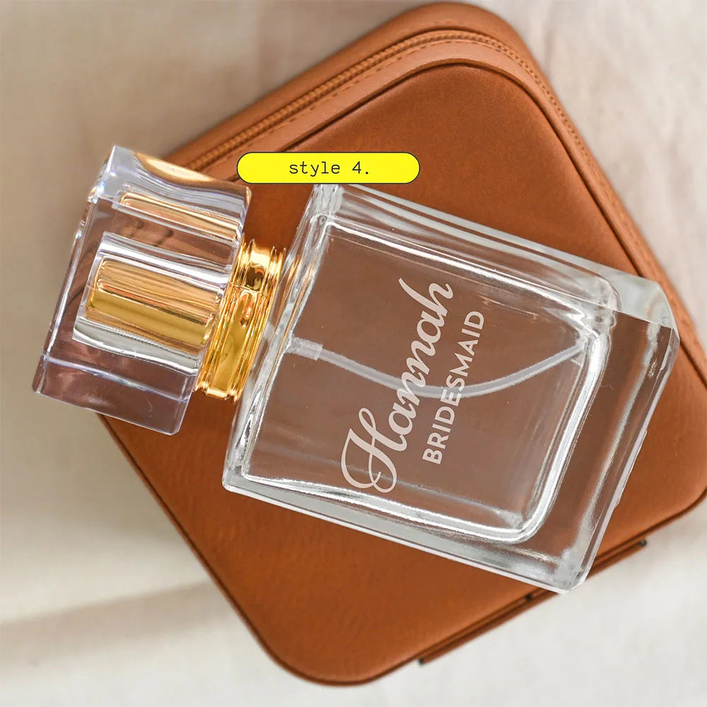50ml Personalized Engraved Empty Perfume Bottle Container Glass Transparent Portable Fine Spray For Bridesmaid Groomsmen Gifts