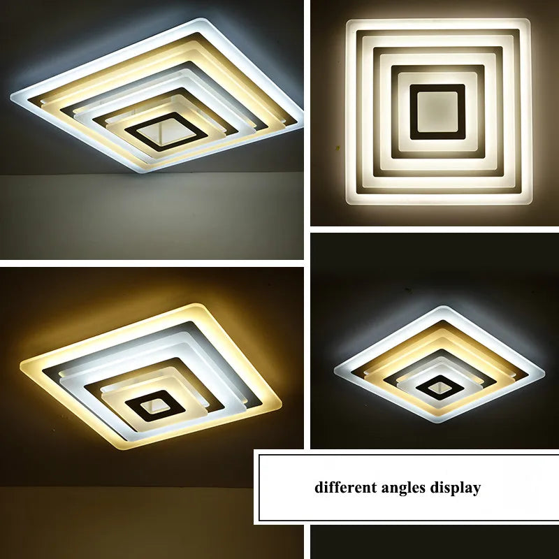 Modern Simple Square Dimmable Led Ceiling Lights Lustre Acrylic Metal Bedroom Light Dining Room Celing Lighting Lamp