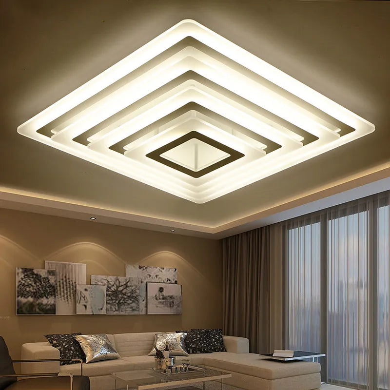 Modern Simple Square Dimmable Led Ceiling Lights Lustre Acrylic Metal Bedroom Light Dining Room Celing Lighting Lamp