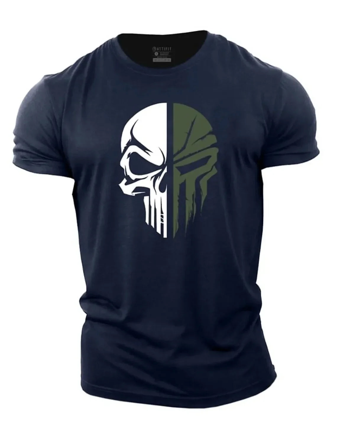 Summer Fashion Men's Pure cotton T Shirt 2D Military Skull Dropped Gym Short-Sleeved tracksuit men Clothing t-shirt tops