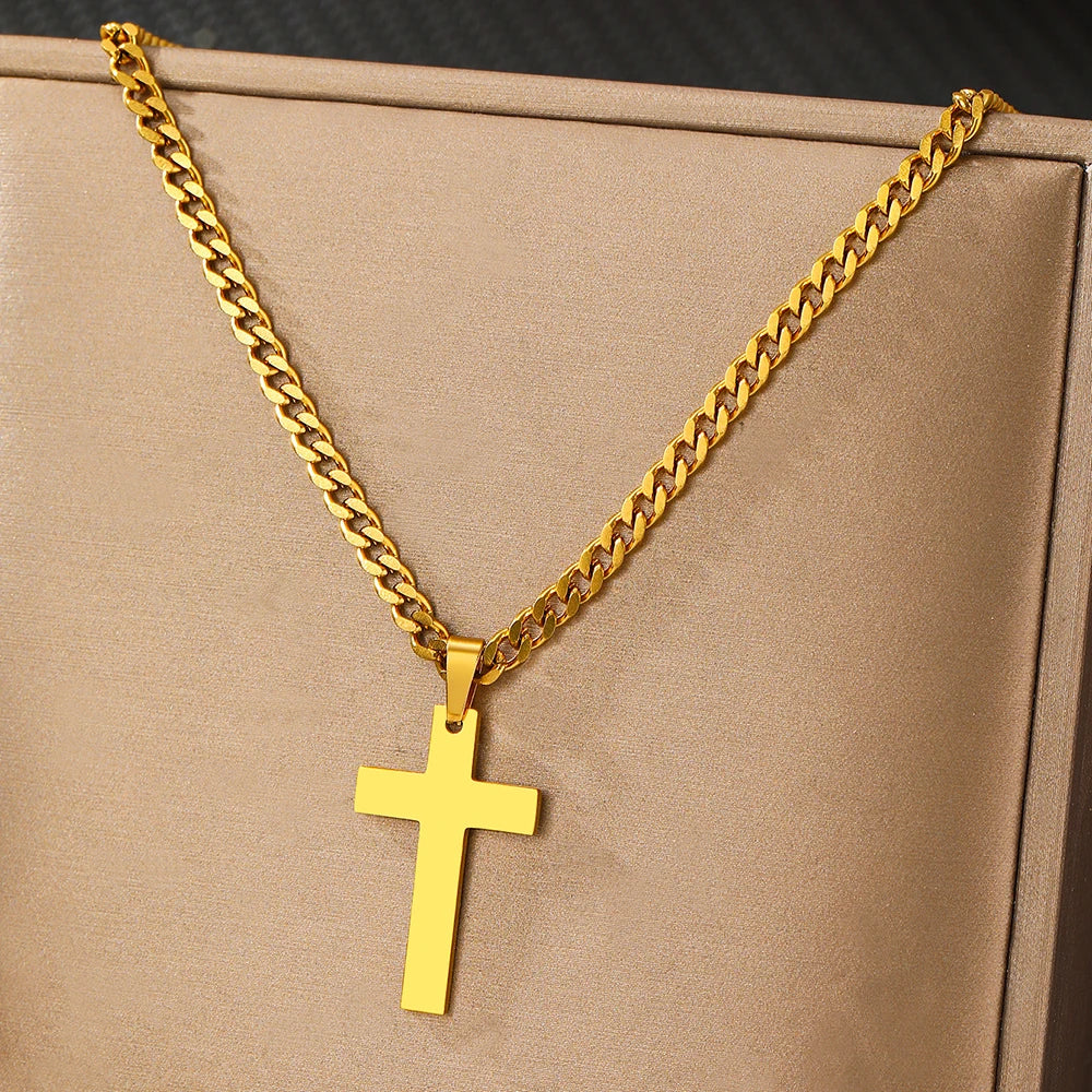Stainless Steel Necklace New Style Pop Cross Chunky Chain Cross Pendant Hip Hop Necklace For Women Jewelry Party Gift Daily Wear