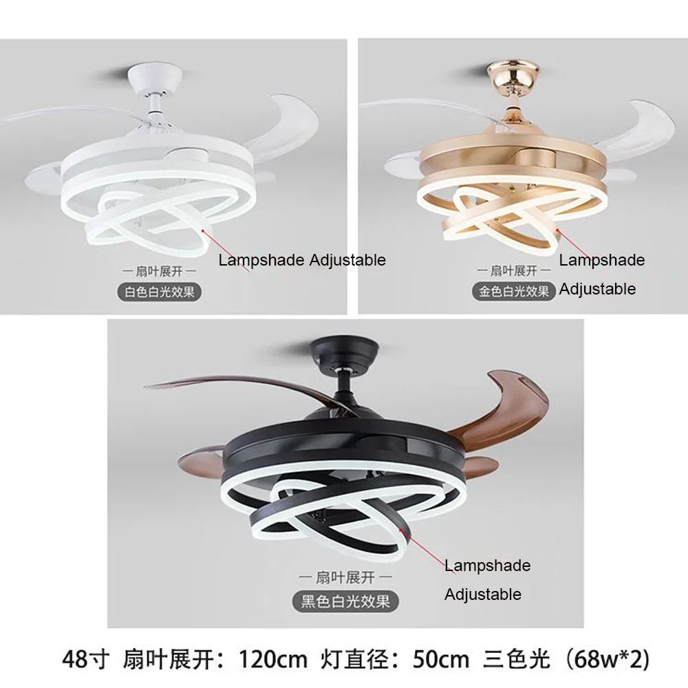 New Modern 42inch Celing Fans With Adjustable Lights For Living Room Bedroom Summer Winter Led Fans Lamp For Home Lighting