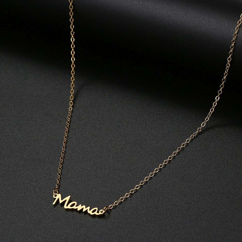 Stainless Steel Necklaces Mother's Day Mama Letter Pendant Collar Chain Fashion Necklace For Woman Jewelry Party Mom Best Gifts