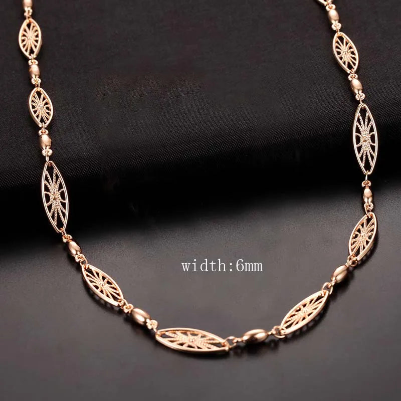 10 Style 50cm 60cm Men Women Necklace 585 Rose Gold Color ChainJewelry