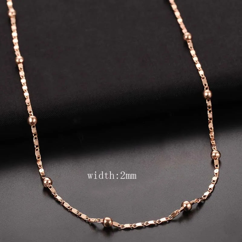 10 Style 50cm 60cm Men Women Necklace 585 Rose Gold Color ChainJewelry