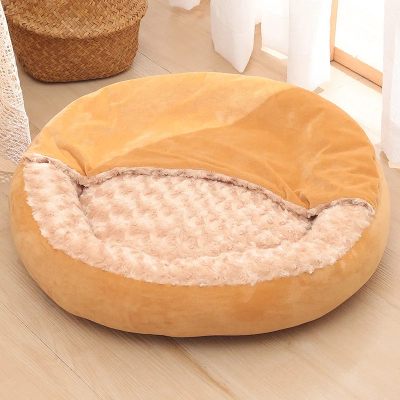 Round Animal Bed Pet Bed Soft Fleece Thicken Nest Dog Kennel Cat Semi-enclosed Sleeping Bag Puppy Cozy Dog Bed Sofa Pet Supply