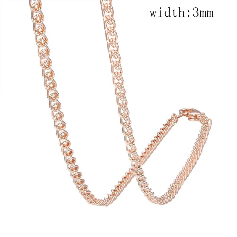 10 Style 50cm 60cm Men Women Necklace 585 Rose Gold Color ChainJewelry