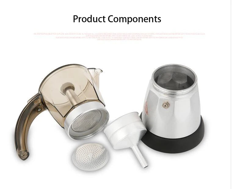 Portable Electric Coffee Machine, Stainless Steel, Espresso Maker, Mocha Pot, Home Kitchen Tools, EU Plug, 3Cup, 6Cup