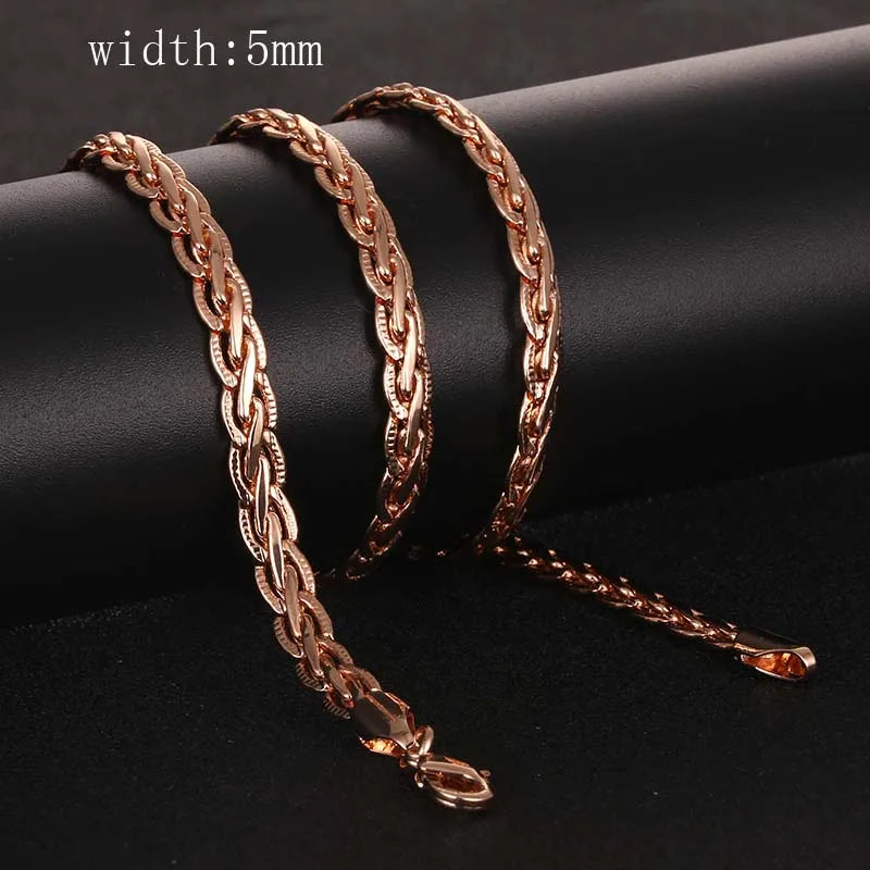 10 Style 50cm 60cm Men Women Necklace 585 Rose Gold Color ChainJewelry