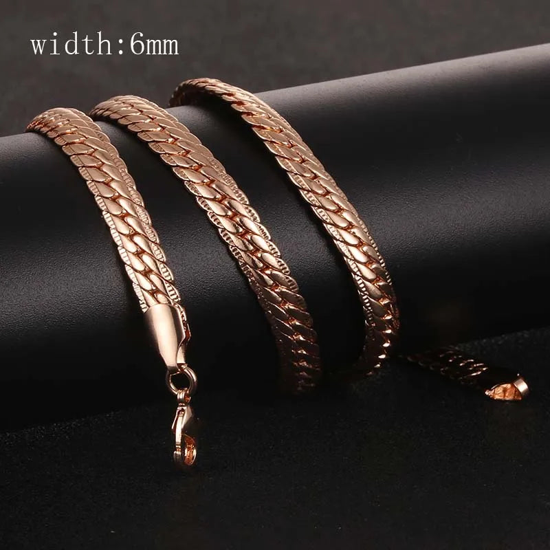 10 Style 50cm 60cm Men Women Necklace 585 Rose Gold Color ChainJewelry