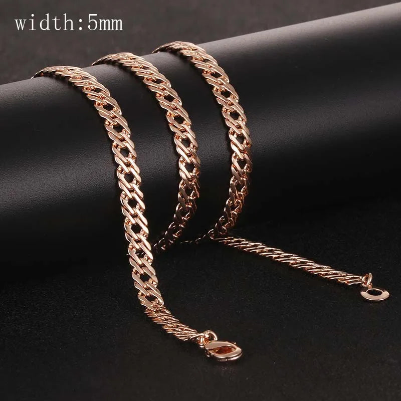 10 Style 50cm 60cm Men Women Necklace 585 Rose Gold Color ChainJewelry