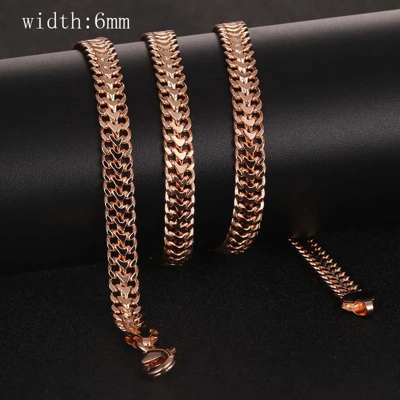 10 Style 50cm 60cm Men Women Necklace 585 Rose Gold Color ChainJewelry