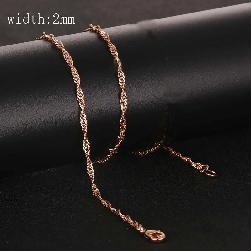 10 Style 50cm 60cm Men Women Necklace 585 Rose Gold Color ChainJewelry