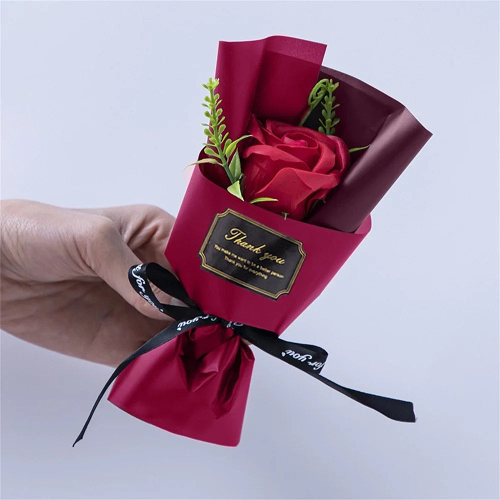 Mini Rose Soap Flower Bouquet Artificial Flowers Home Wedding Decor Valentine's Day New Year Birthday Thanksgiving Festival Gift