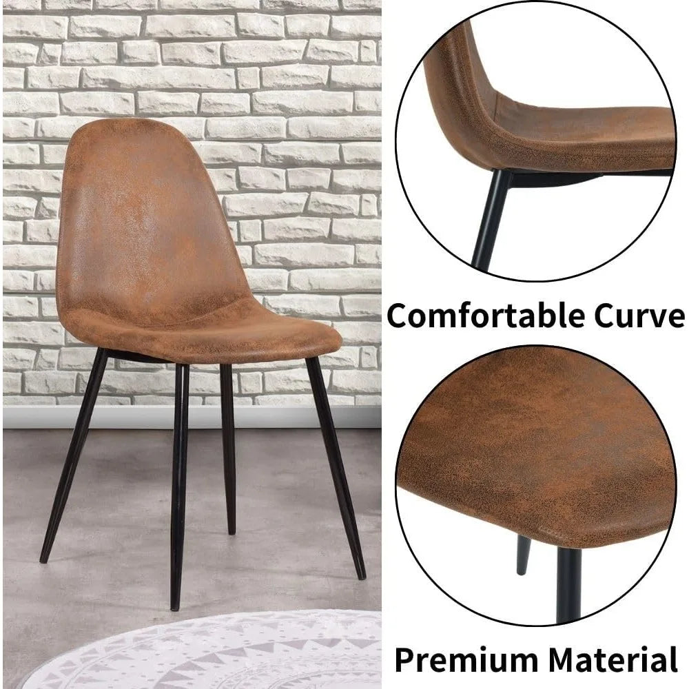 Modern Mid-Century Style Dining Room Side Chairs Accent Chairs with Black Metal Legs Comfortable for Kitchen Lounge Farmhouse.