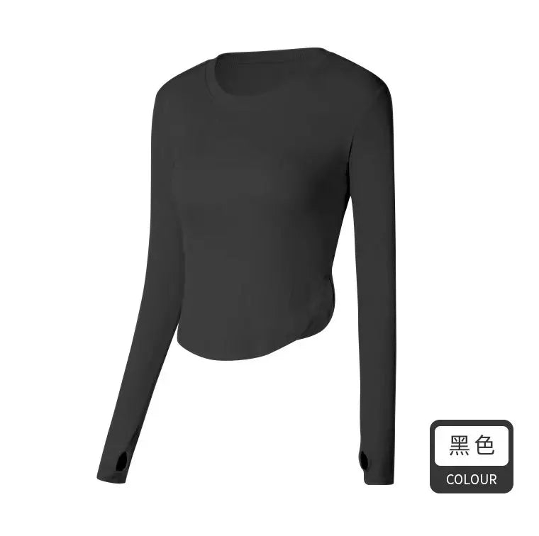 Women Autumn Yoga T-Shirt Female Fitness Crop Top Workout Gym Training Shirts Athletic Long Sleeved Yoga T-shirts Sportswear