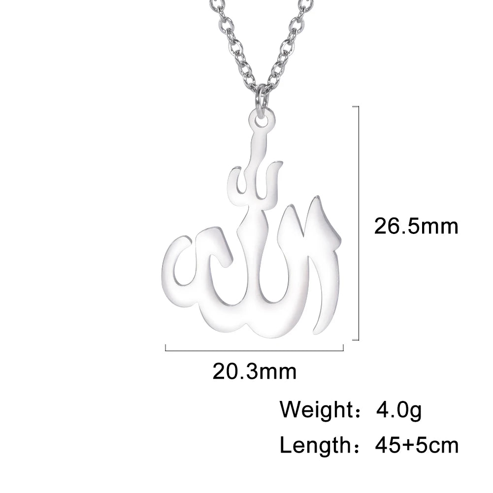 Cazador Classic Arabic God Allah Pendant Necklaces Gold Color Stainless Steel Women Men Islamic Muslim Chain Necklace Jewelry