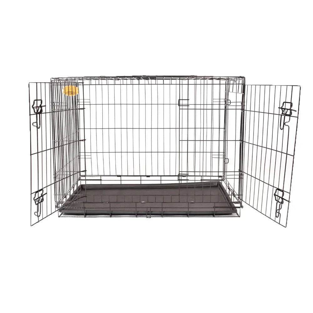 Double Door Folding Wire Dog Crate, Black, Medium, 36"L