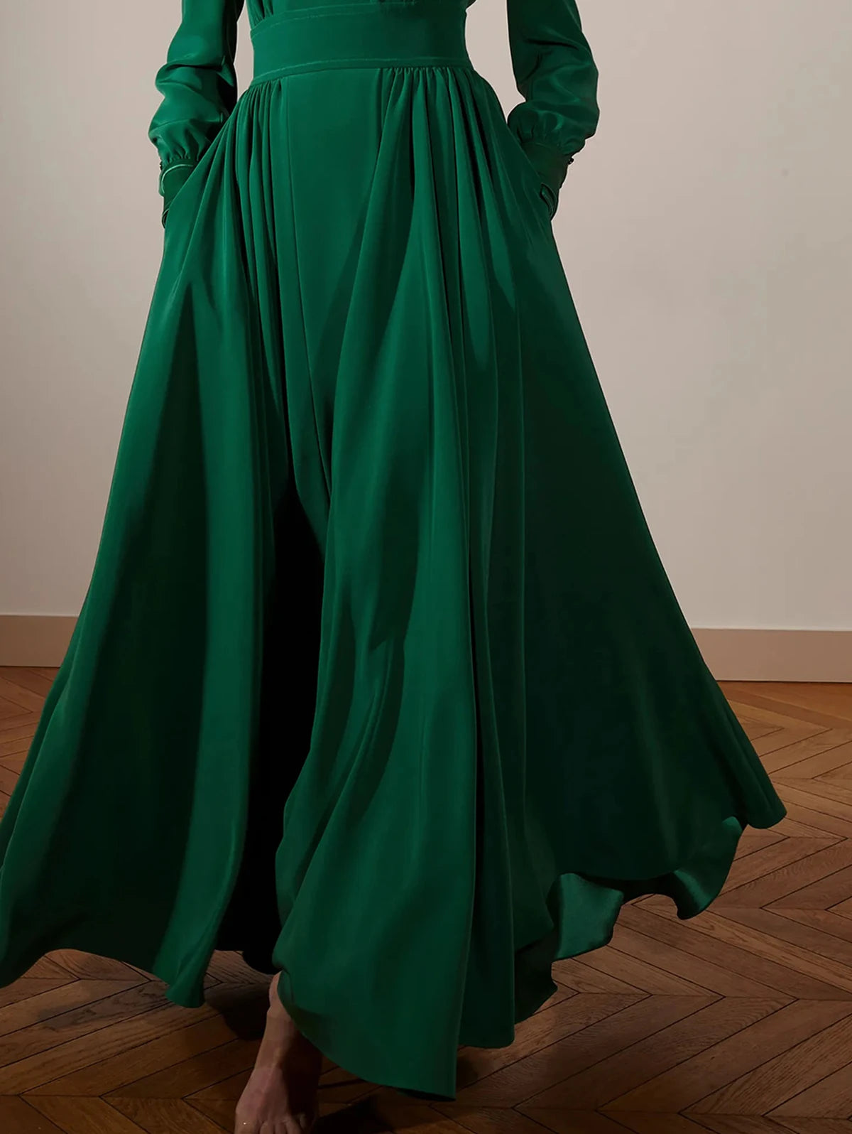 Women Clothing Long Dress Green Velvet Autumn Shawl Collar Pocket Evening Party Prom Abayas Muslim kaftan African Maxi Dress