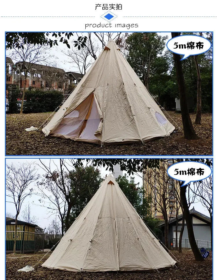 Outdoor Glamping Luxury Cotton Canvas Adults Indian Teepee Tent