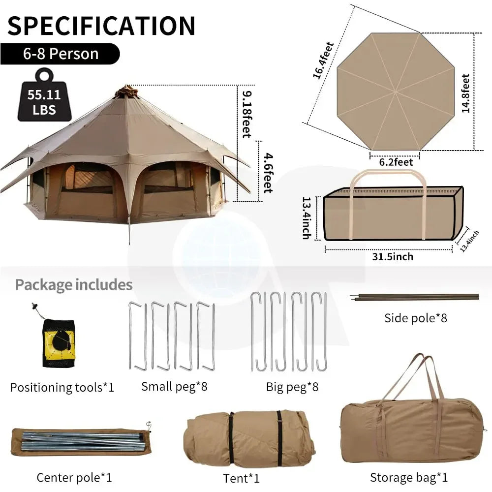 Top Quality Wholesale Price 4 Season Small Canvas Tent 100% Cotton Waterproof Outdoor Luxury Equipment Camping Winter Tent