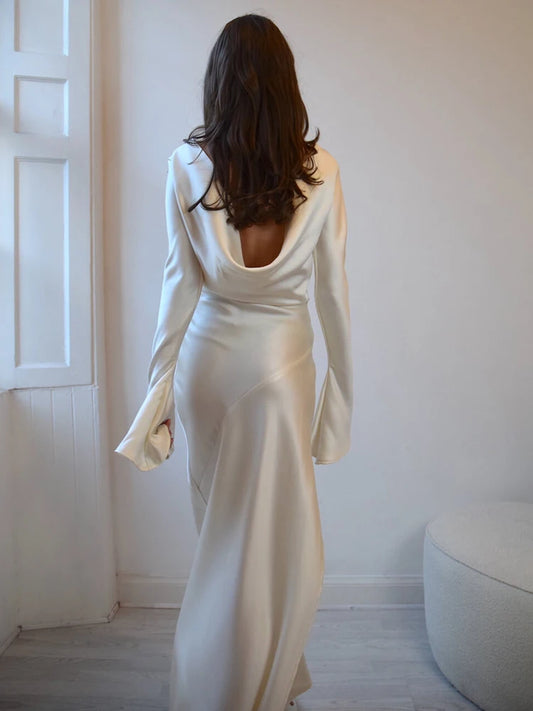 Articat Elegant Christmas Evening Dress Women Long Sleeve Dress Bodycon Max Female Vestidos High Grade Satin Party Club Clothing