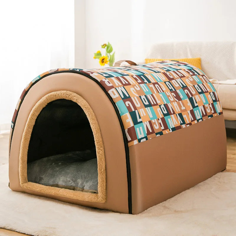 Removable Dog Warm House Washable Pet bed for Large Medium Dogs Travelling Portable Dot Print Flower Pet House Sleeping Bed