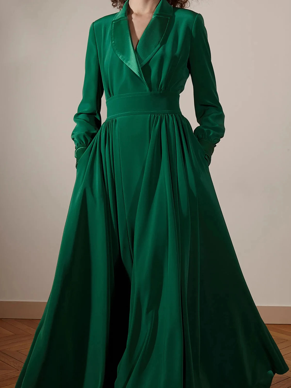 Women Clothing Long Dress Green Velvet Autumn Shawl Collar Pocket Evening Party Prom Abayas Muslim kaftan African Maxi Dress