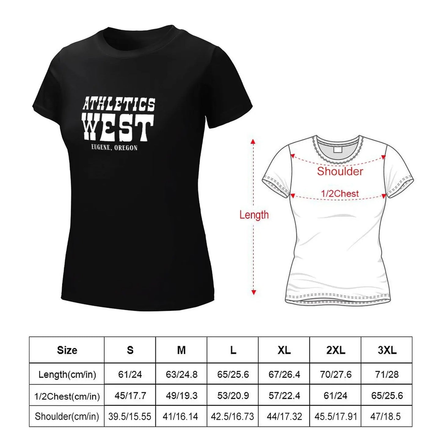 Athletics West Classic Eugene T-Shirt oversized cute tops hippie clothes funny tight shirts for Women