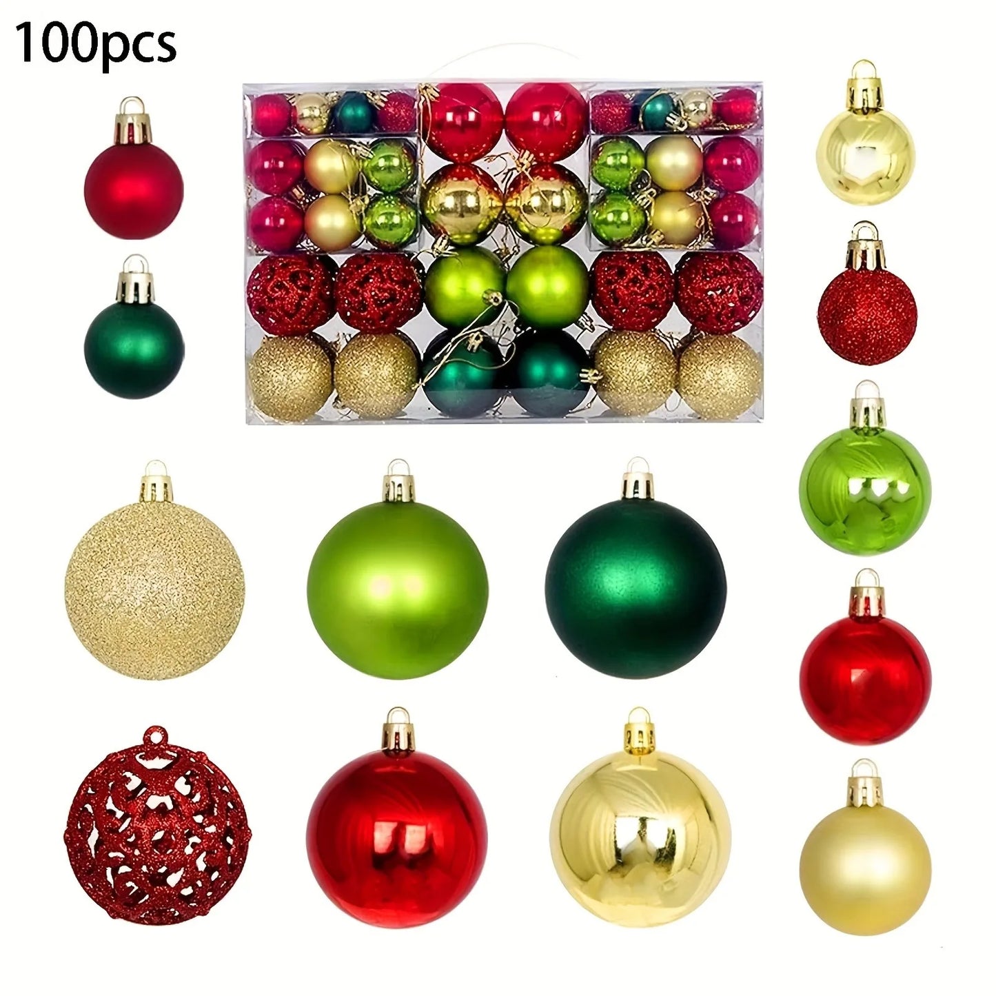 Christmas Ball Christmas Tree Ornament Artificial Christmas Tree With Foldable Stable Metal Stand, Premium Green Artificial